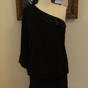 Y2K Frederick’s of Hollywood Asymmetrical Jersey Knit Sequinned Minidress